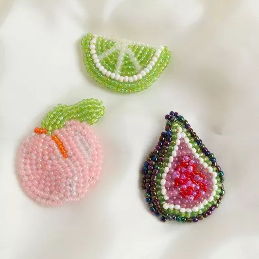 Kit DIY Mercerie - Mes broches Fruity en broderie Luneville