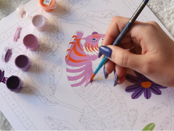 Coffret peinture au numéro - Tigre Fleuri par Limistic - Petit Pinceau