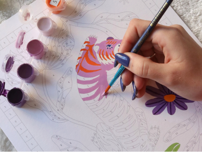 Coffret peinture au numéro - Tigre Fleuri par Limistic - Petit Pinceau