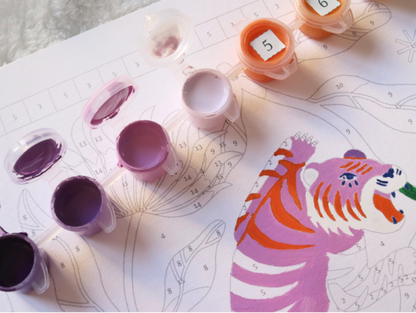 Coffret peinture au numéro - Tigre Fleuri par Limistic - Petit Pinceau